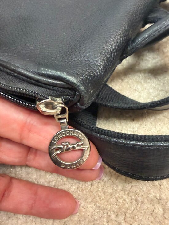 VGUC Vintage Longchamp Black Pebbled Leather Backpack EUC Large Travel Work Bag main image 10